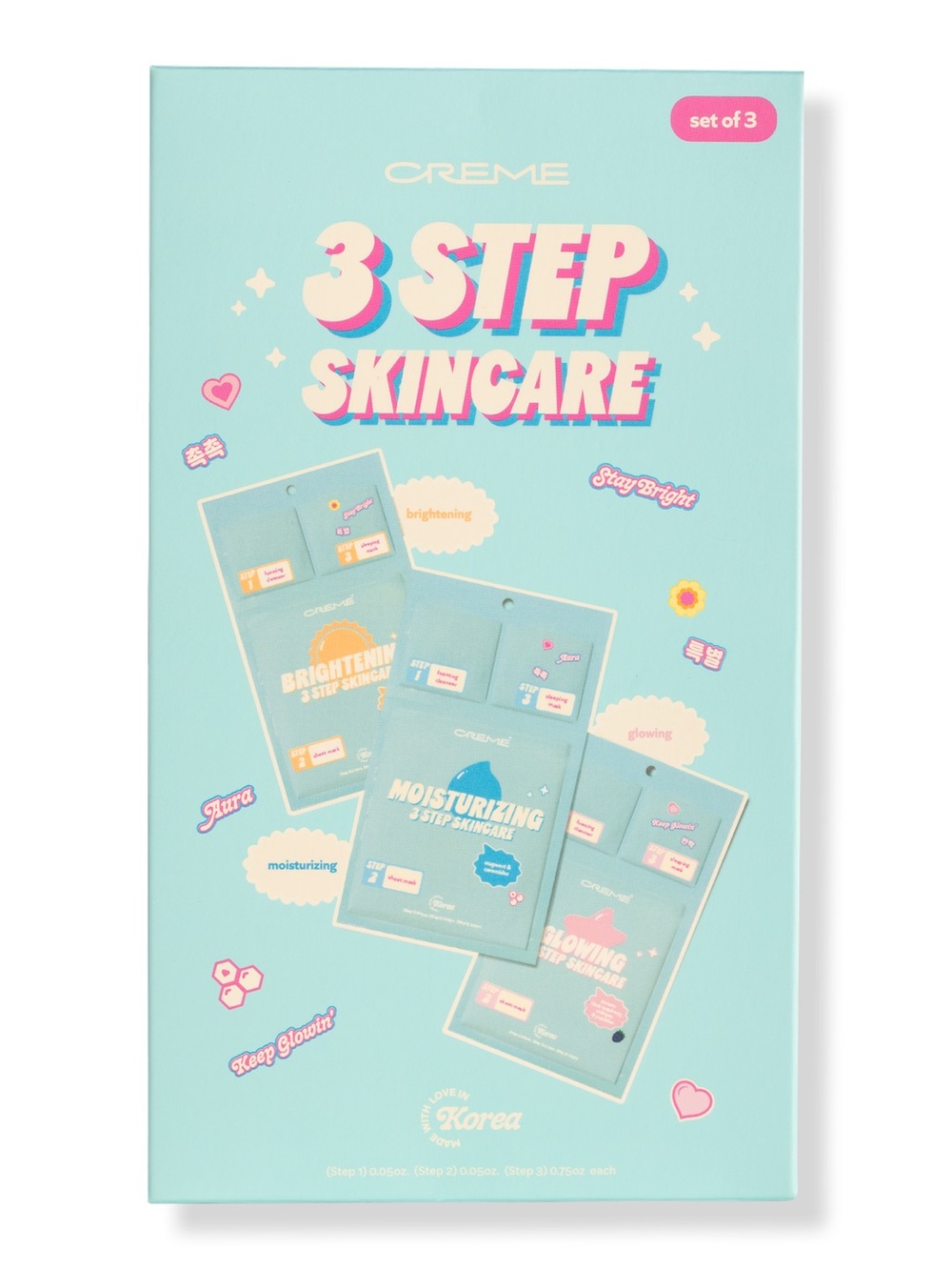 BRAND NEW IN BOX CRÈME SHOP 3 Step Skincare Brightening & Moisturizing Trio